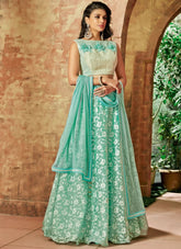 Green Color tissue Lehenga Choli